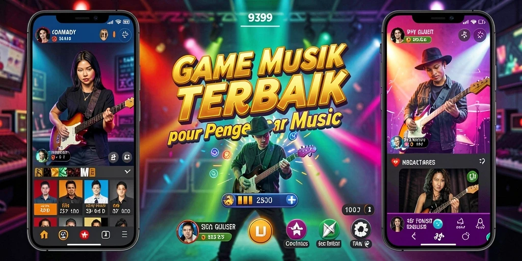 Tampilan gameplay menarik dengan berbagai pilihan musik.