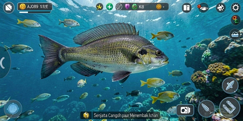 Gameplay AJO89 yang penuh warna dan menarik di bawah laut.