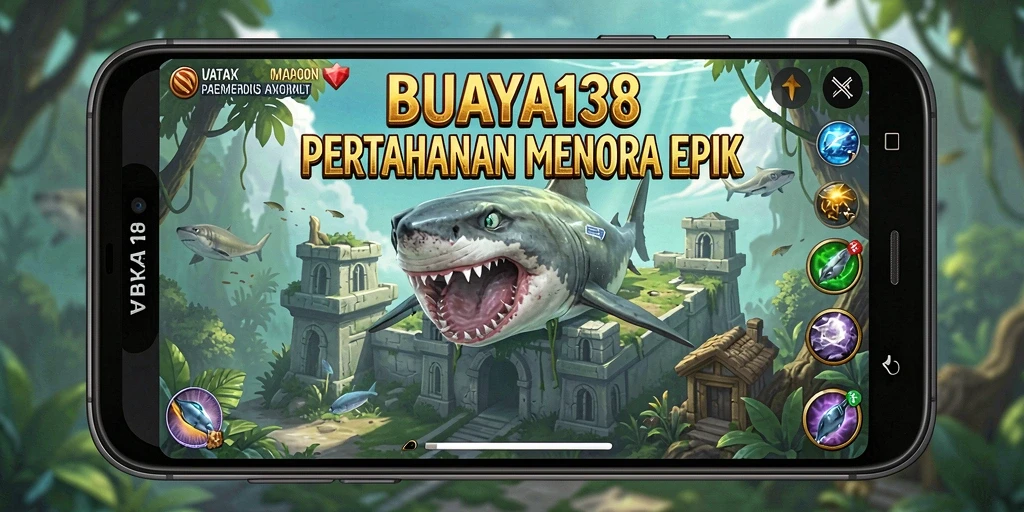 Tampilan gameplay menara pertahanan yang menegangkan di BUAYA138.