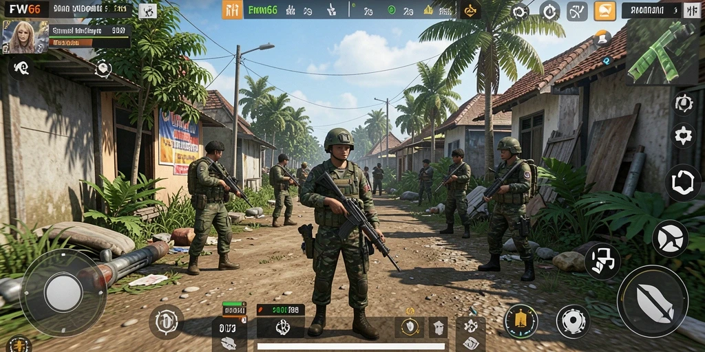 Tampilan gameplay menarik dari FW66 dengan berbagai aktivitas sehari-hari.