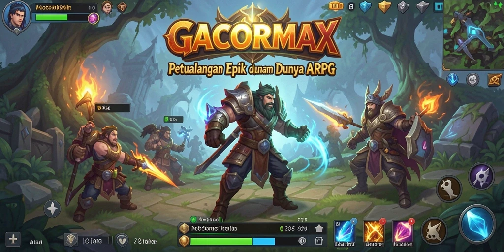 Tampilan gameplay epik GACORMAX dalam pertempuran ARPG.