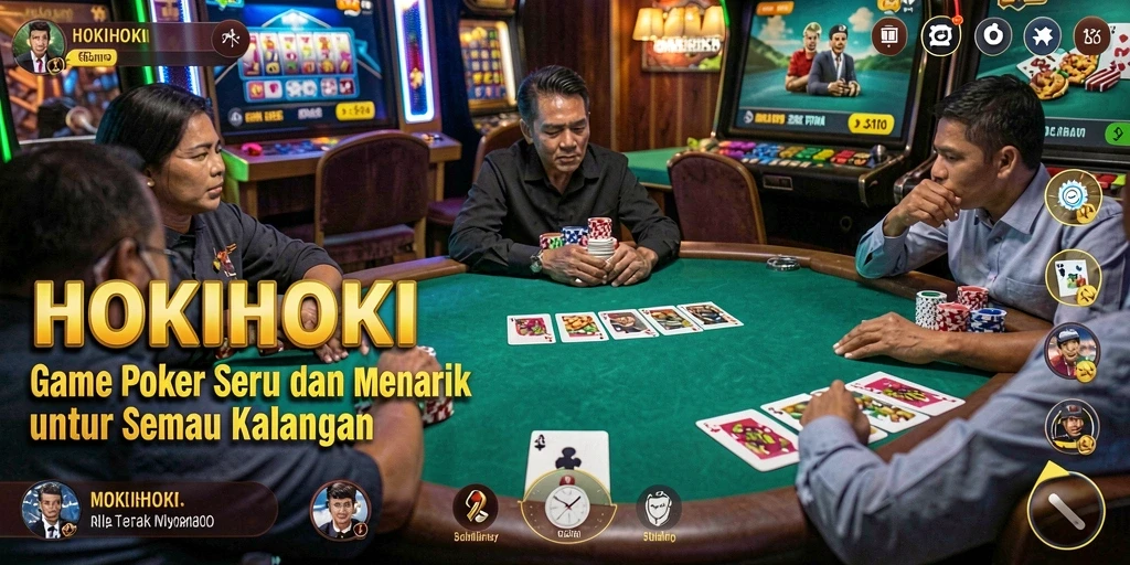 Tampilan gameplay seru dari HOKIHOKI dengan berbagai kompetisi Poker.