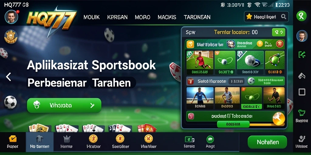 Screenshot menunjukkan antarmuka HQ777 yang menarik untuk taruhan olahraga.