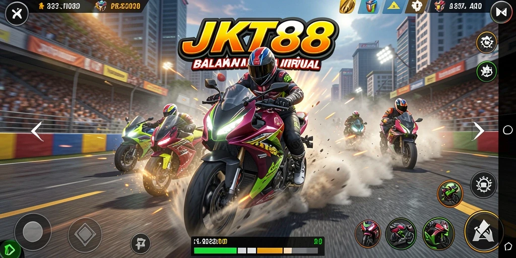 Tampilan menegangkan dari gameplay balapan motor JKT88.