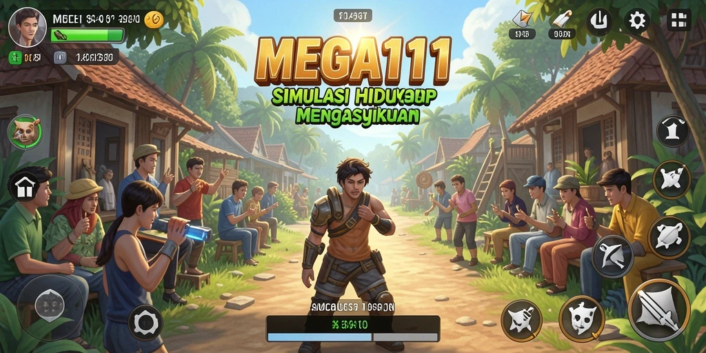 Tampilan gameplay interaktif dari MEGA111 yang penuh warna.