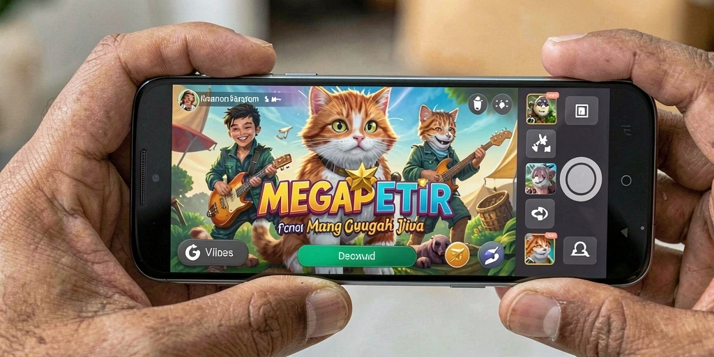Tampilan gameplay <strong>MEGAPETIR</strong> yang seru dan interaktif dalam permainan musik.