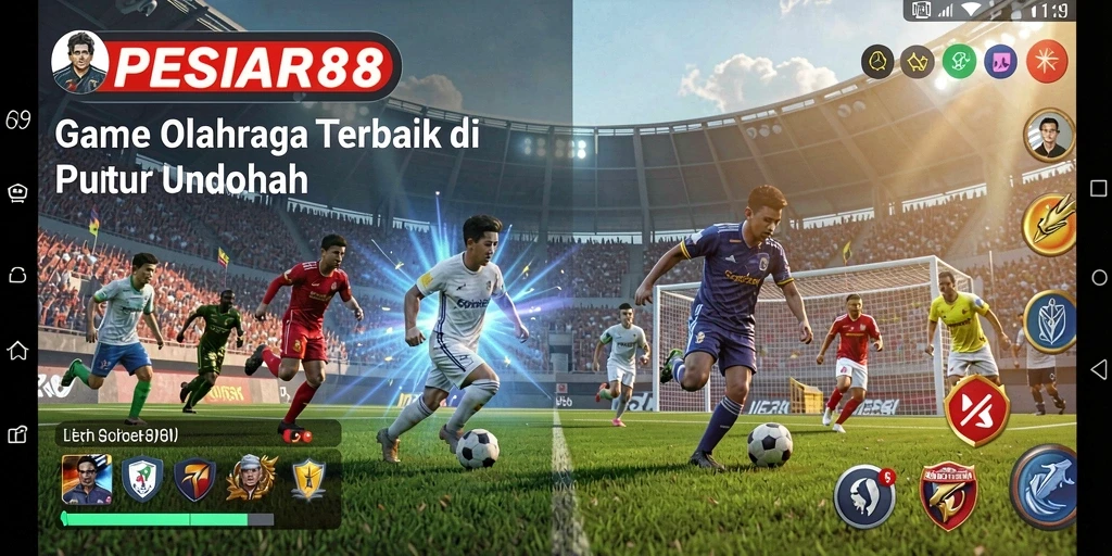 Tampilan dinamis dari gameplay PESIAR88 dengan aksi olahraga seru.