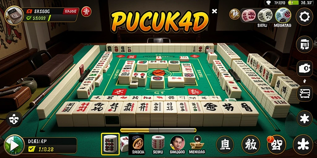 Tampilan gameplay seru PUCUK4D dengan ubin Mahjong berwarna-warni.