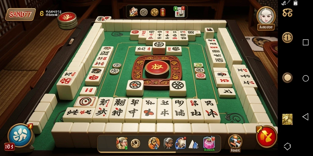 Tangkapan layar <strong>SAND77</strong> menampilkan gameplay Mahjong yang memikat dan mendebarkan.