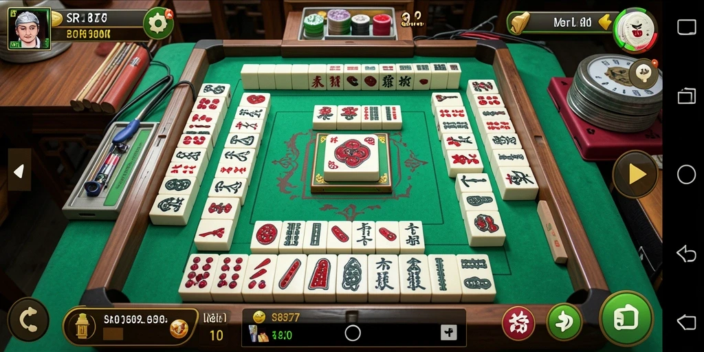 Screenshot gameplay SR877 menampilkan suasana seru bermain Mahjong.