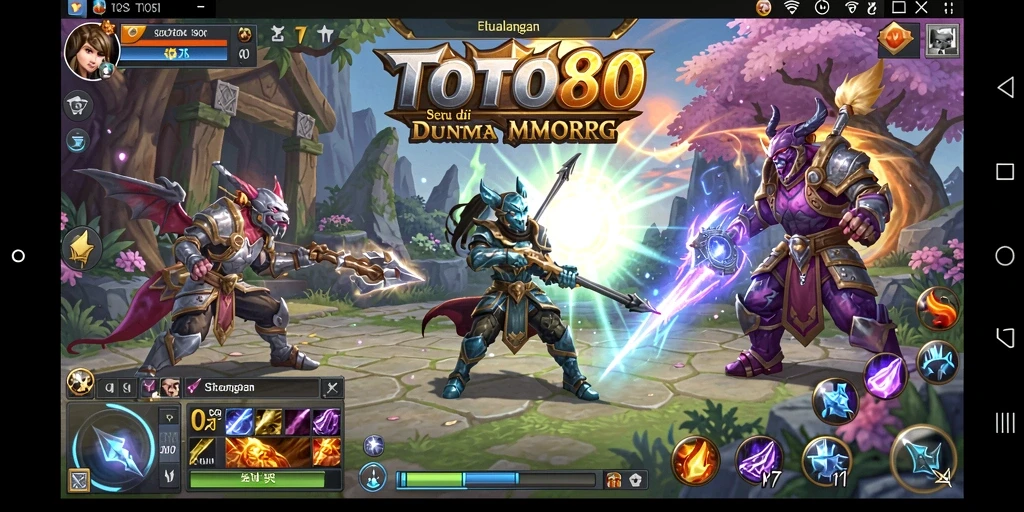 Screenshot gameplay TOTO80 yang menampilkan aksi pertempuran seru di dunia MMORPG.