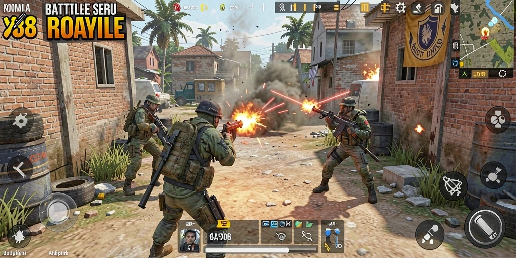 Tangkapan layar gameplay X88 dengan aksi Battle Royale yang intens.