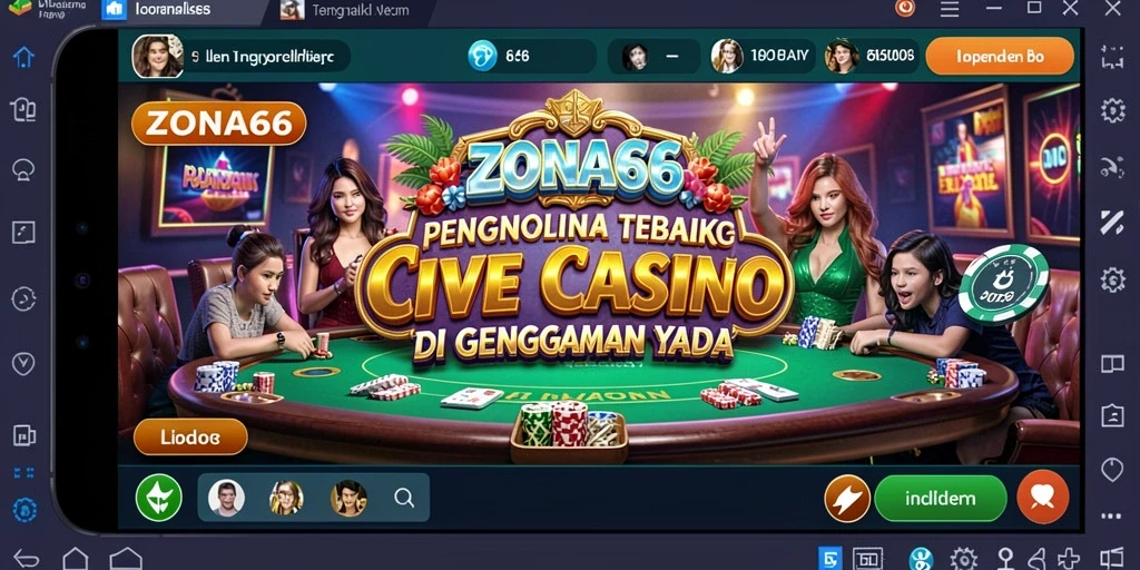 Screenshot ZONA66 menampilkan dealer yang ramah dalam sesi Live Casino.